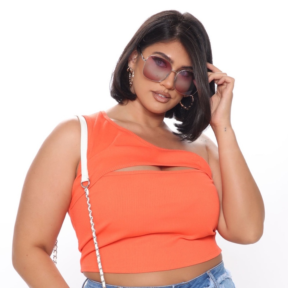Orange Cutout Crop Top